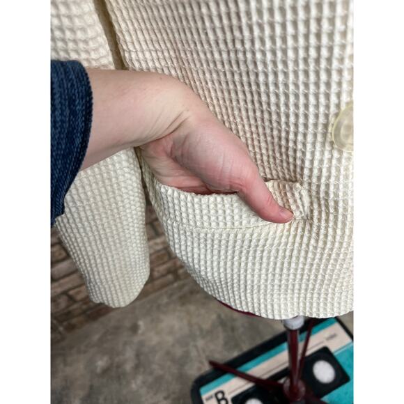 Blazer double breasted waffle knit cream 1950s oversized collar - Picture 5 of 9